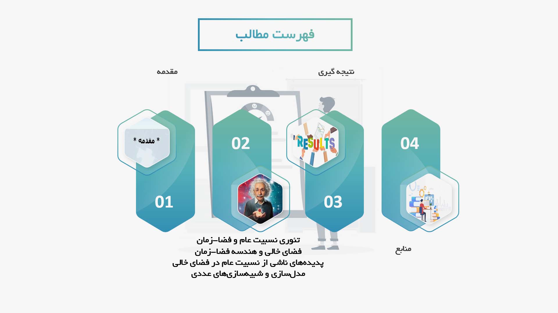 پاورپوینت در مورد تحلیل اصول نسبیت عام در فضای خالی